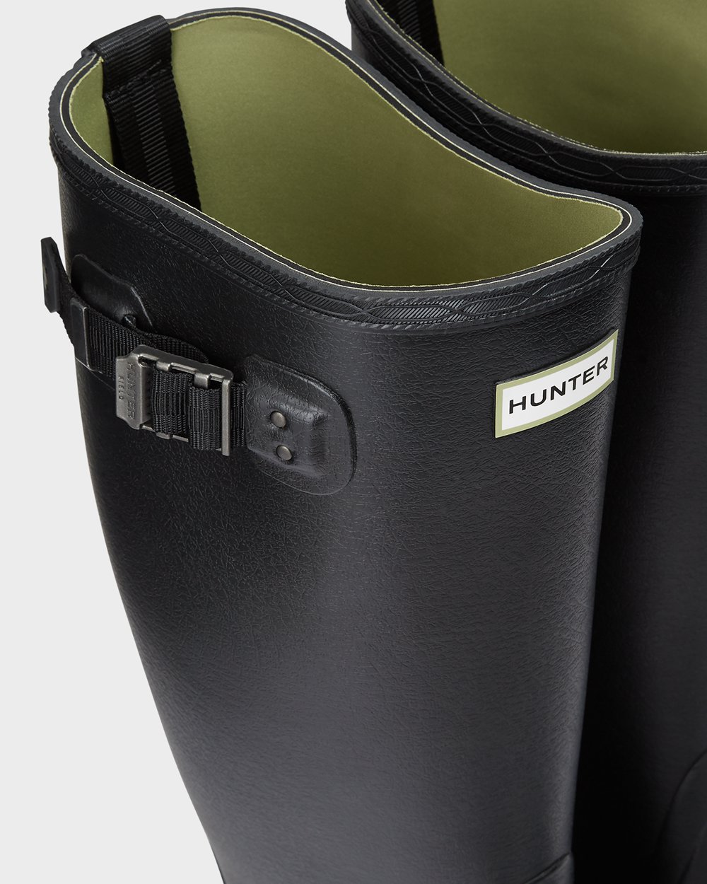 Men Hunter Balmoral | Wide Fit Rain Boots Black | NZ-39845-QOPV